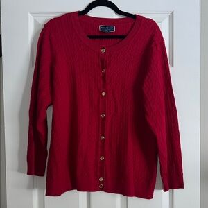 Karen Scott Women’s Plus Size Cable Cardigan in Red size 3X